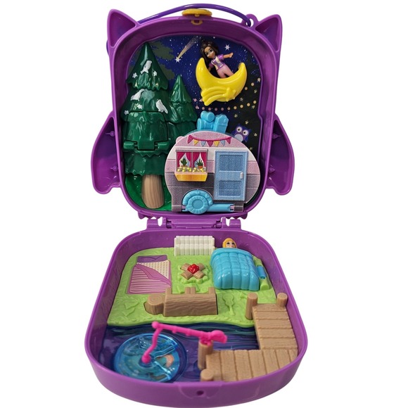 Polly Pocket Mini Travel Owlnite Campsite Camping Micro dolls Compact Toy - Picture 1 of 6